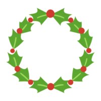 Christmas wreath made of holly, on an isolated transparent background for use in graphic design on the theme of Christmas png
