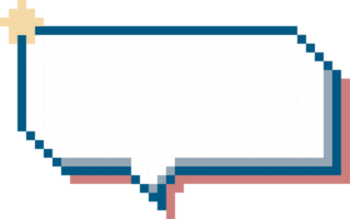 8bit retro game pixel art speech bubble balloon with star, icon sticker memo keyword planner text box banner png