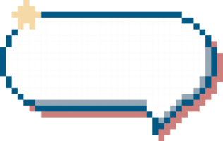8bit retro game pixel art speech bubble balloon with star, icon sticker memo keyword planner text box banner png
