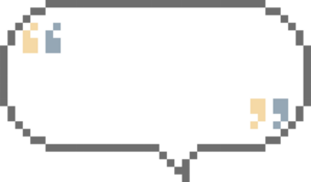 8bit retro game pixel speech bubble balloon with quotation marks, icon sticker memo keyword planner text box banner png