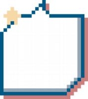 8 bits retro jogos pixel arte discurso bolha balão com estrela, ícone adesivo memorando palavra chave planejador texto caixa bandeira png