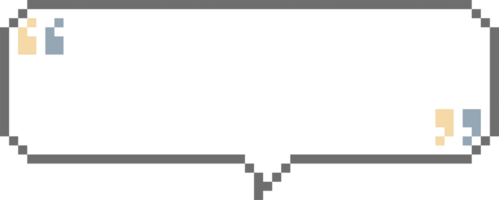 8bit retro game pixel speech bubble balloon with quotation marks, icon sticker memo keyword planner text box banner png