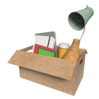 The equipment in paper Box for Layoff concept 3d rendering. png