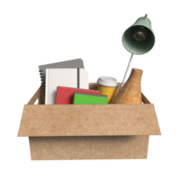 The equipment in paper Box for Layoff concept 3d rendering. png