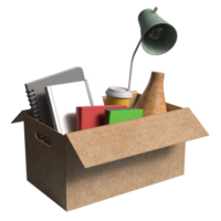 The equipment in paper Box for Layoff concept 3d rendering. png