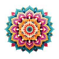 Mandala fractal design element with flower pattern isolated on transparent background png