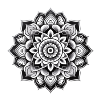 Mandala fractal design element with flower pattern isolated on transparent background png