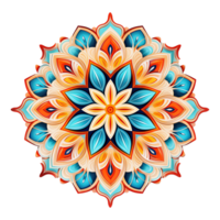 Mandala fractal design element with flower pattern isolated on transparent background png