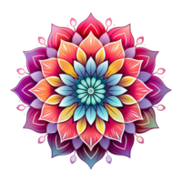 Mandala fractal design element with flower pattern isolated on transparent background png