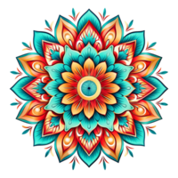 Mandala fractal design element with flower pattern isolated on transparent background png