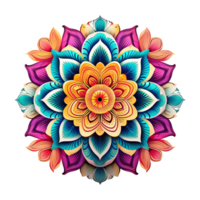Mandala fractal design element with flower pattern isolated on transparent background png
