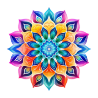 Mandala fractal design element with flower pattern isolated on transparent background png