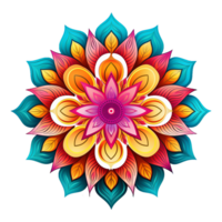 Mandala fractal design element with flower pattern isolated on transparent background png