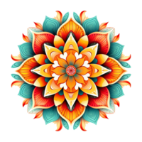 Mandala fractal design element with flower pattern isolated on transparent background png