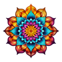 Mandala fractal design element with flower pattern isolated on transparent background png