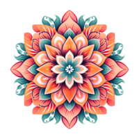 Mandala fractal design element with flower pattern isolated on transparent background png