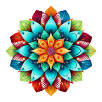 Mandala fractal design element with flower pattern isolated on transparent background png