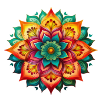 Mandala fractal design element with flower pattern isolated on transparent background png