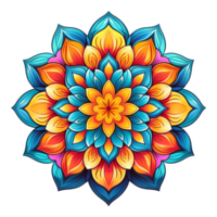Mandala fractal design element with flower pattern isolated on transparent background png