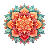 Mandala fractal design element with flower pattern isolated on transparent background png