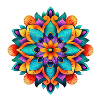 Mandala fractal design element with flower pattern isolated on transparent background png
