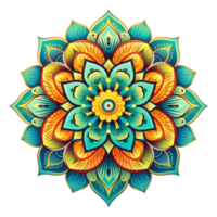 Mandala fractal design element with flower pattern isolated on transparent background png