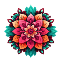 Mandala fractal design element with flower pattern isolated on transparent background png