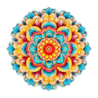 Mandala fractal design element with flower pattern isolated on transparent background png