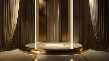An empty podium, in the style of golden age, commercial imagery. photo