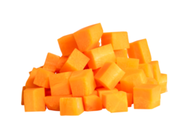 Orange carrot in cubes shape in stack isolated with clipping path in file format png