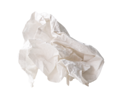 Front view of single white screwed or crumpled tissue paper ball isolated with clipping path in file format png