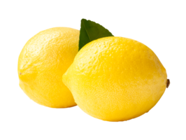 Side view of yellow lemon fruits in stack isolated with clipping path in file format png