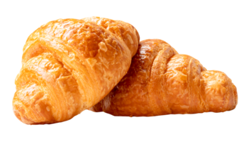 Side view of brown croissants in stack isolated in file format png