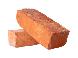 Side view of old red or orange bricks in stack isolated with clipping path in file format png