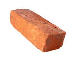 Side view of old red or orange brick isolated with clipping path in file format png