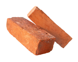 Side view of old red or orange bricks in stack isolated with clipping path in file format png