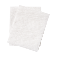 Top view of two folded white tissue paper in stack isolated in file format png