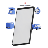 3d render smartphone with white space screen for mockup with Delivery concept. Transparent background illustration png