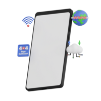 3d render smartphone with white space screen for mockup with Network Browser concept. Transparent background illustration png