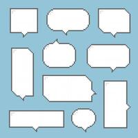 collection set of retro game 8bit pixel speech bubble balloon black and white color vector