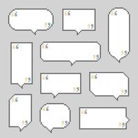 collection set of retro game 8bit pixel speech bubble balloon with quotation marks vector