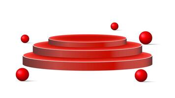 Red 3d podium with ball on white background vector
