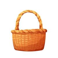 Wicker bow on white background. Basket in rustic aesthetics. illustration vector