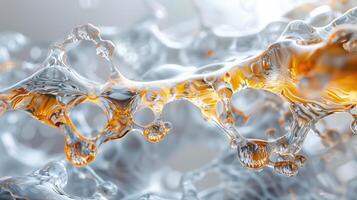 An abstract golden and light silver water on white background. photo