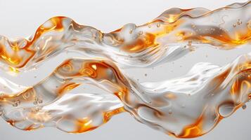 An abstract golden and light silver water on white background. photo