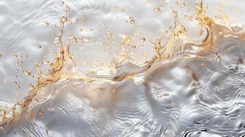 An abstract golden and light silver water on white background. photo