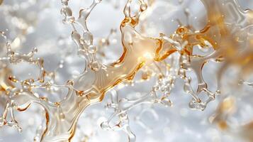 An abstract golden and light silver water on white background. photo