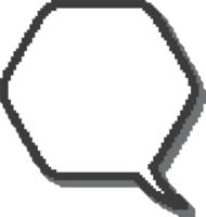 Pixel speech bubble for game design and chart. Retro chat box for dialog comment and messages. Conversation balloon hexagon shape. 8 bit cartoon element png
