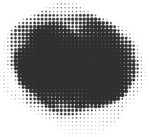 Halftone dotted shape. Paint blob with noisy effect. Abstract splatter circle shape. png