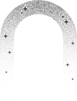 Magic stars element with sparks and celestial frame. Shape with glitter. Bohemian mystic arch with glowing starburst. Decorative abstract door. png